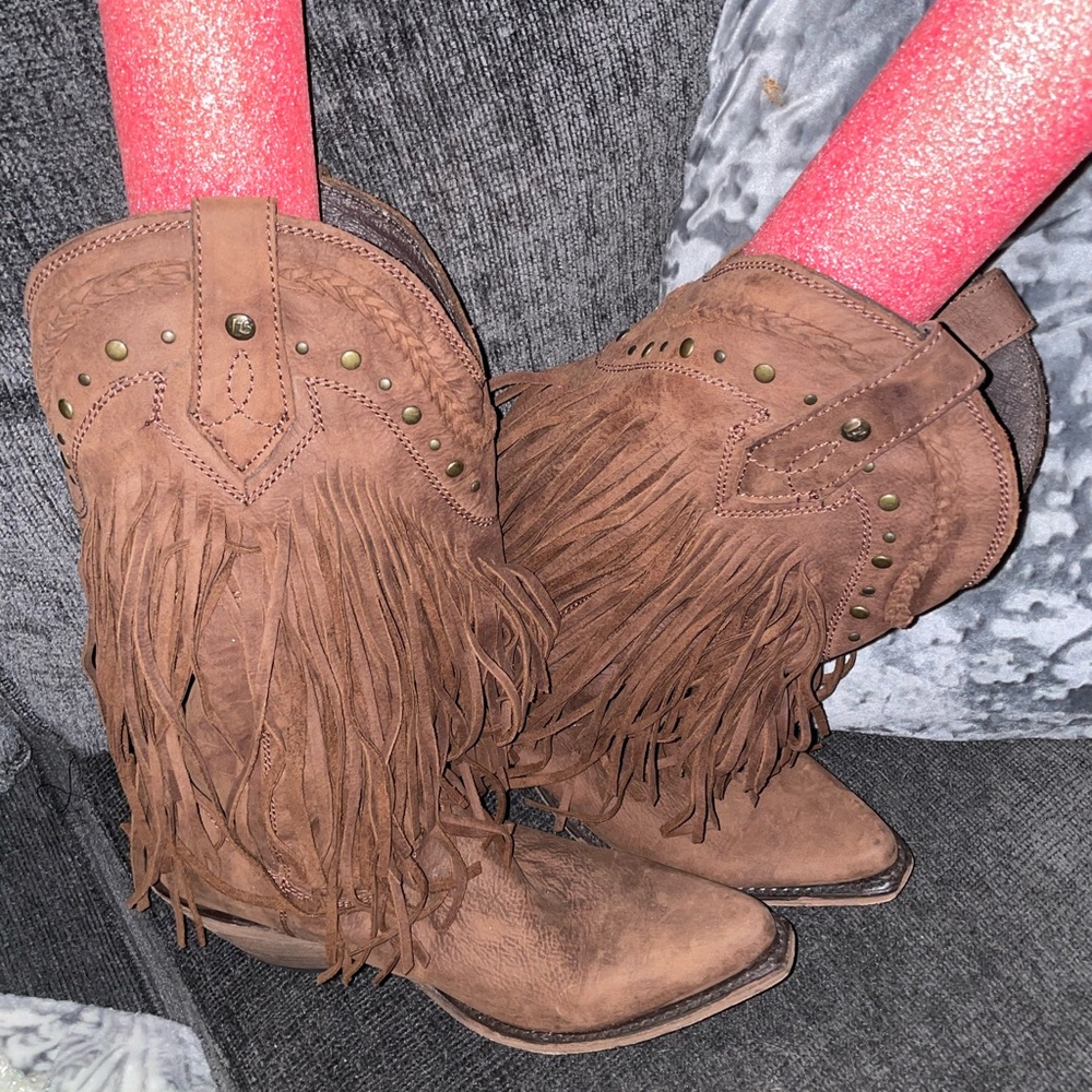 Bohemia Style Motorcycle Boots Fringed Cowboy Boots